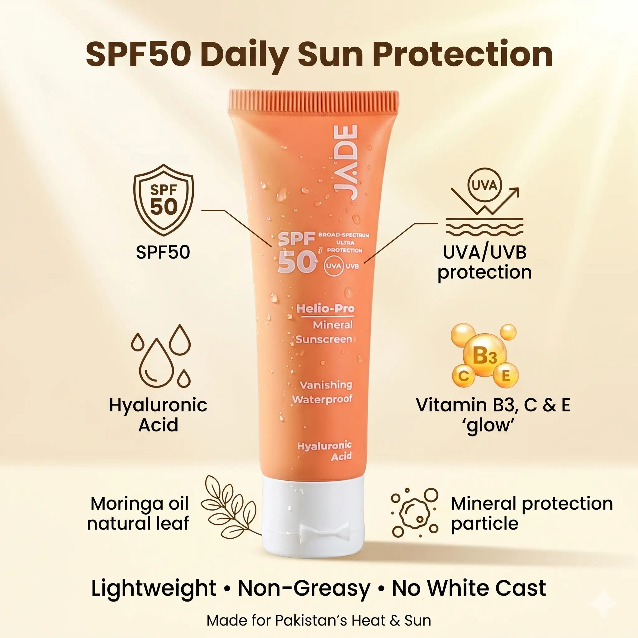 Buy Best Mineral Sunscreen Helio Pro SPF50 Online In Pakistan - JADE
