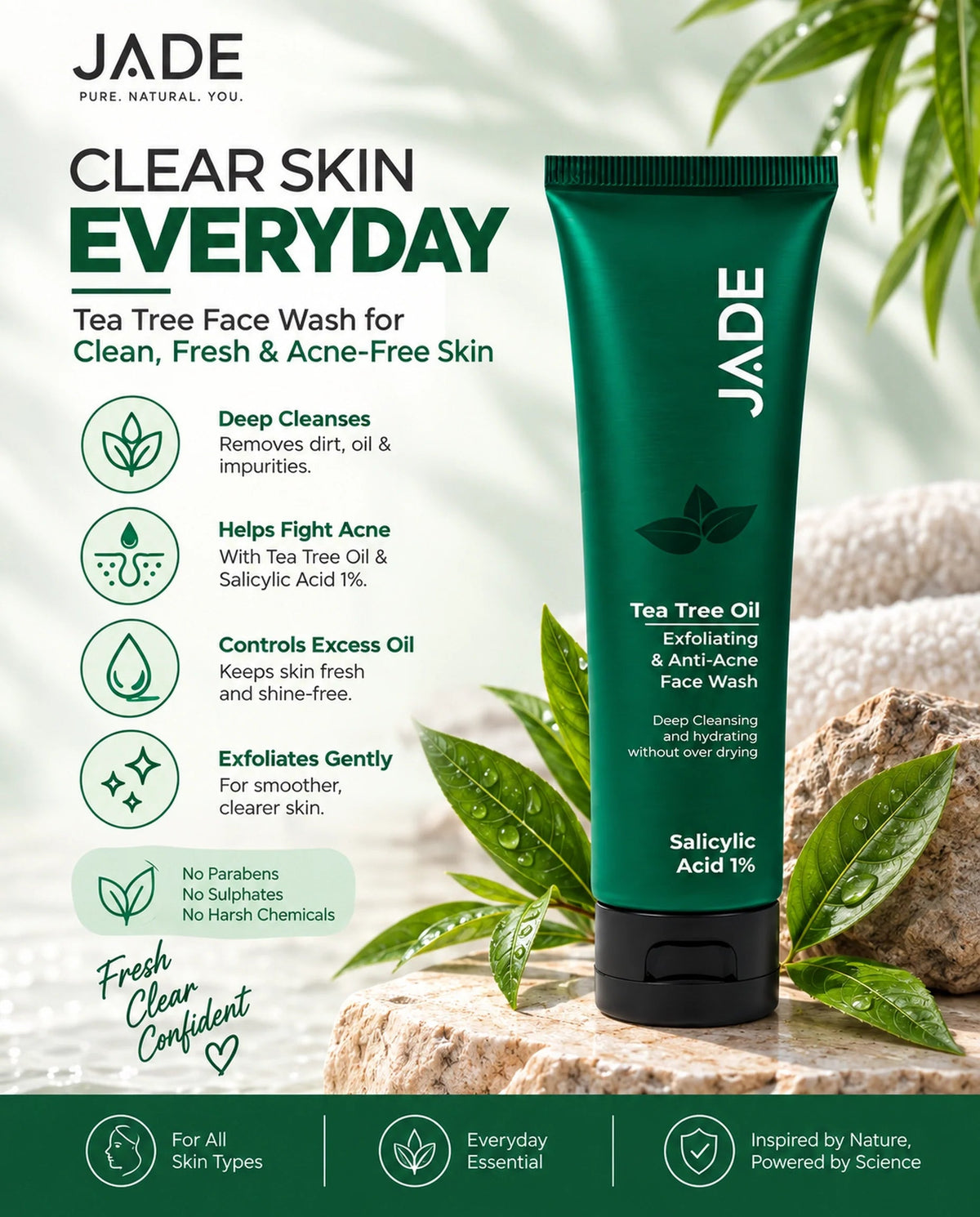 Best Tea Tree Face Wash in Pakistan for Acne, Pimples & Oily Skin - JADE