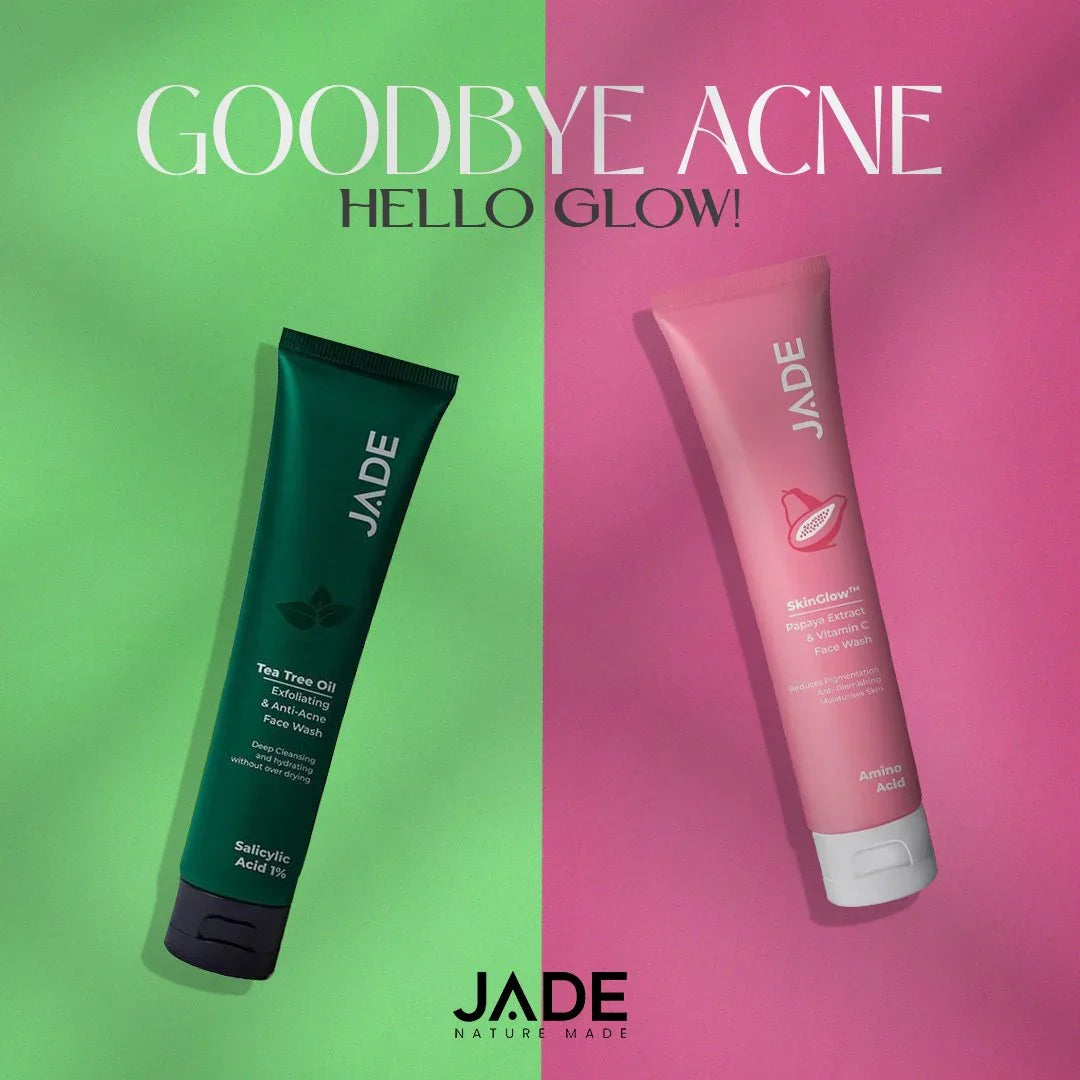 Winter Acne Solution Combo: Jade Tea Tree Oil & Skin Glow Face Washes - JADE